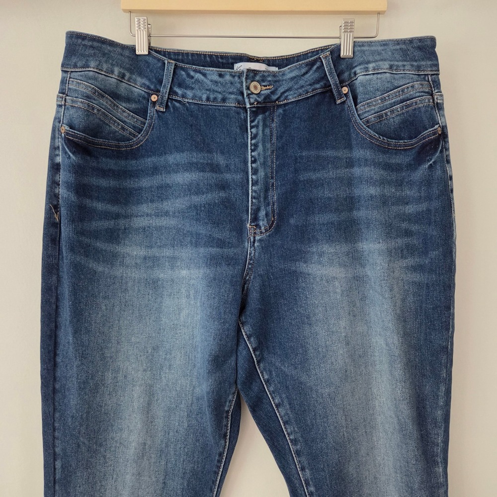 KanCan Jeans Blue Flare High Rise Frayed Split Hem Womens 22 - Picture 3 of 9